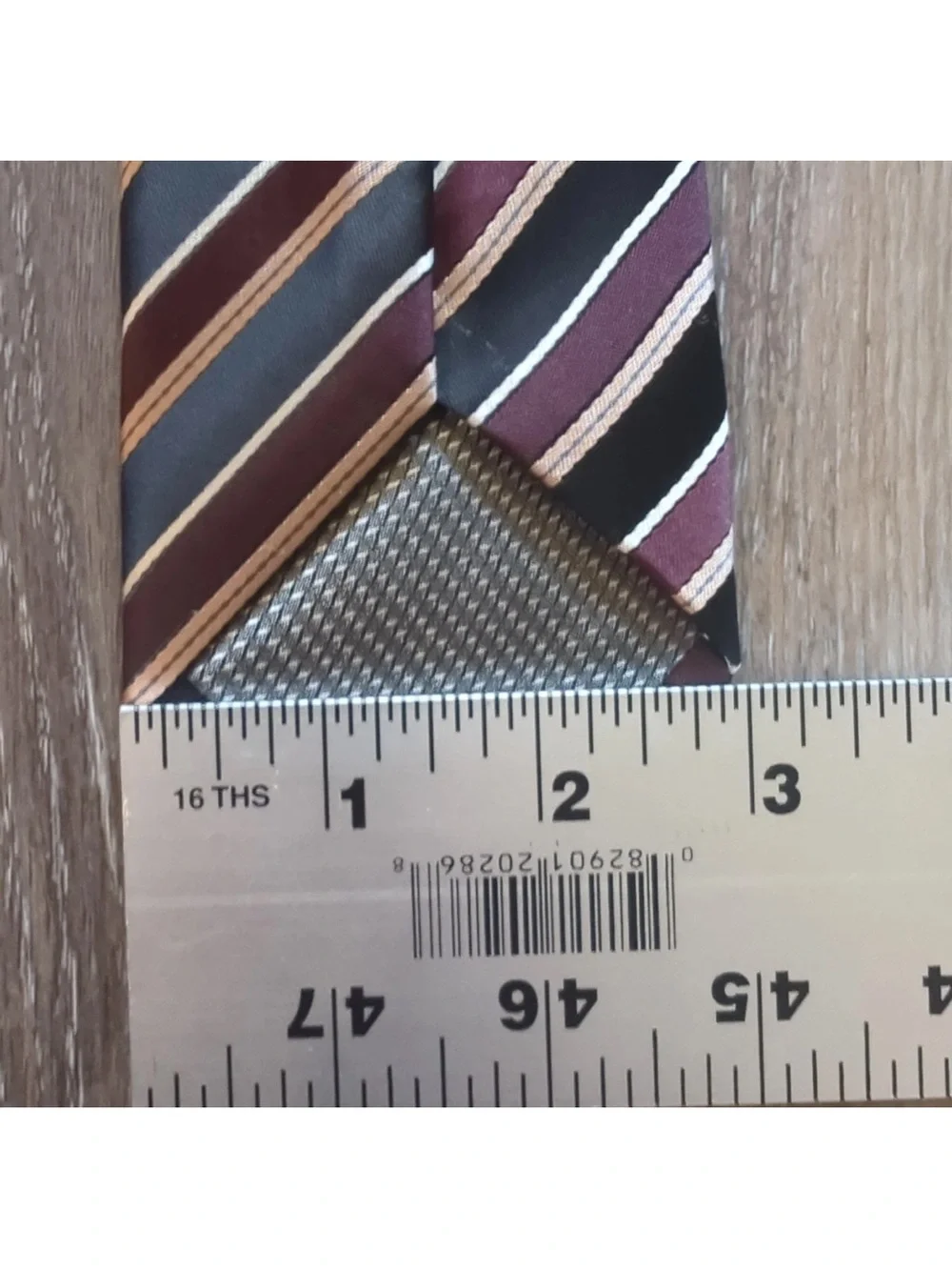Retro Croft & Barrow Maroon, Black/Gray & Bronze Striped Necktie 60